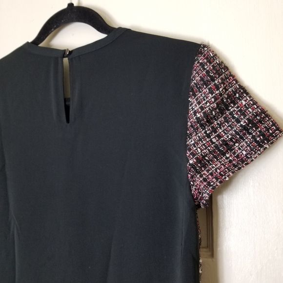 BANANA REPUBLIC black back tweed wool metallic front short sleeve top - Picture 7 of 9